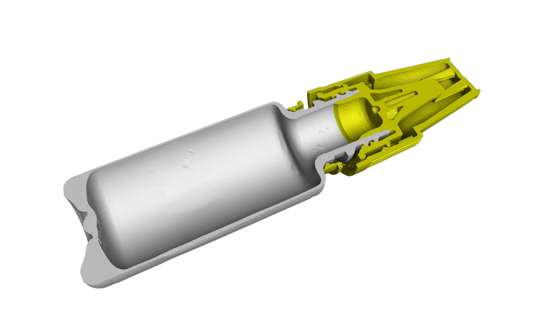 tomographie et coupe 3D d'un flacon